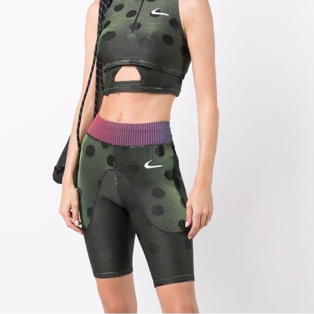 OFF-WHITE x NIKE collab Biker Shorts Women’s Small polka dot ribbed green black